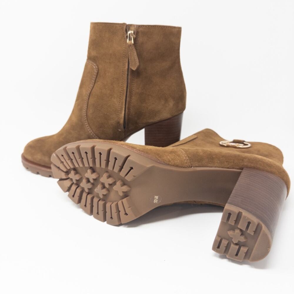 Tory Burch Sofia Lug Sole Bootie Natural Suede Festival Brown 85mm Womens Size 1 - Picture 7 of 8